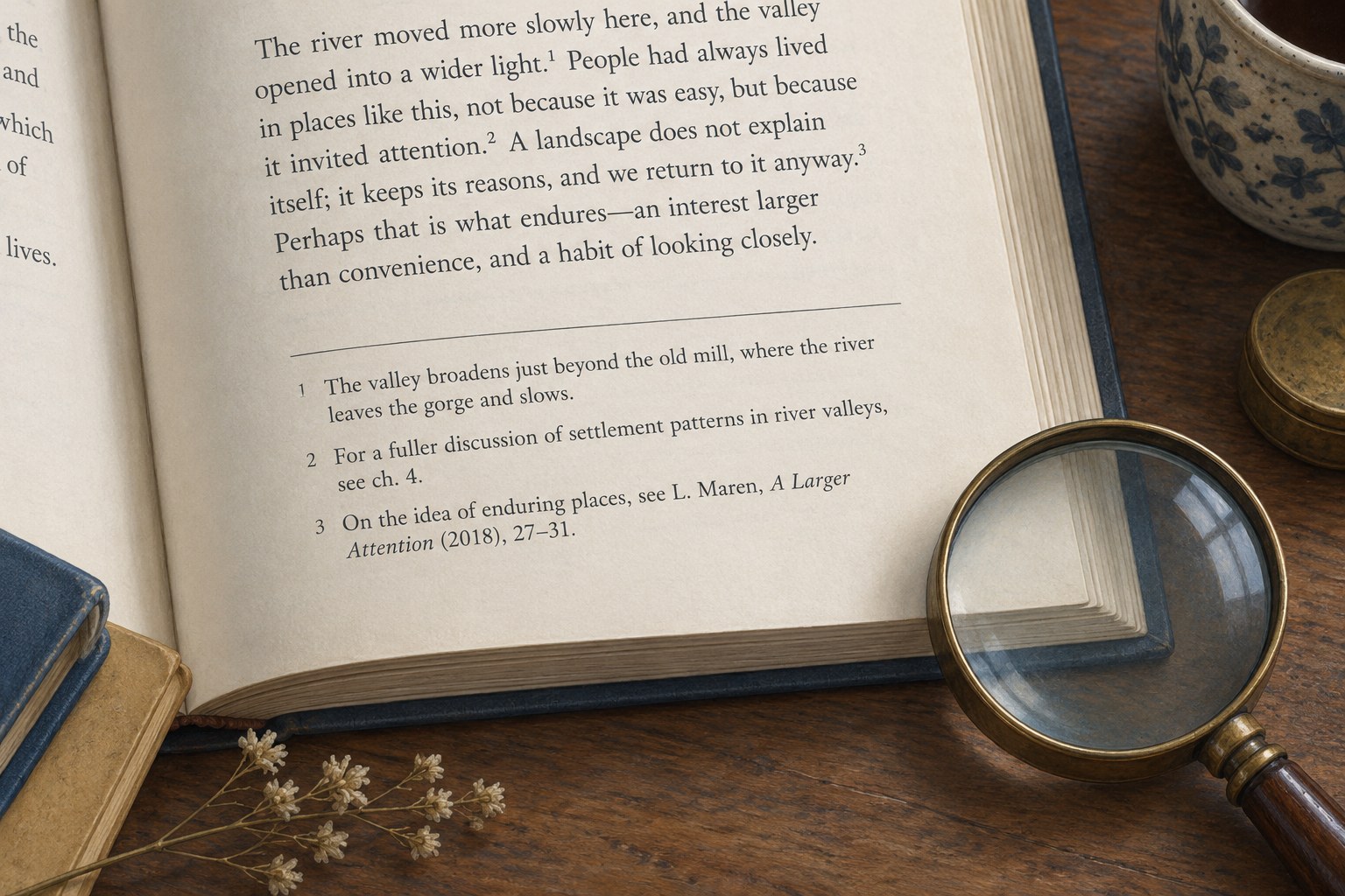Illustration of numbered footnotes separated from the main text on a book page.